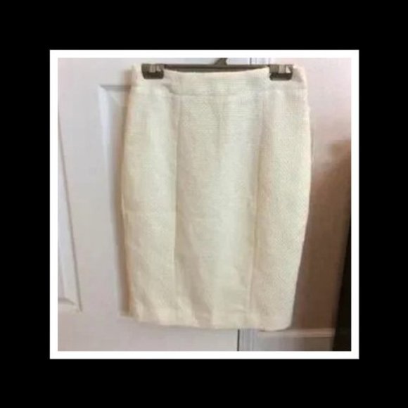 NWT DownEast Cream Colored Tweed Pencil Skirt Size 4 - Picture 3 of 4